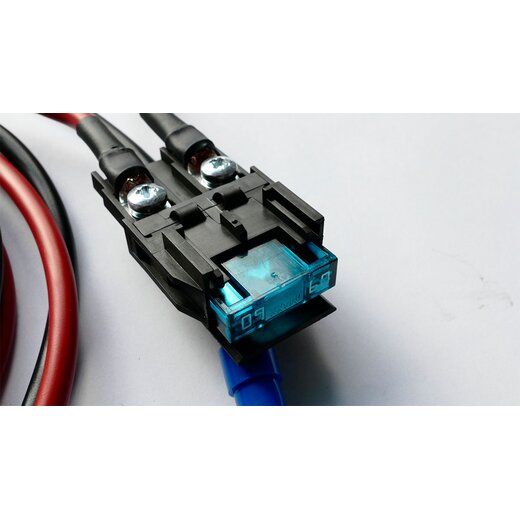 Batterie-Laderegler Verbindungskabel H07V-K rot-schwarz mit se, Aderendhlse und Sicherung