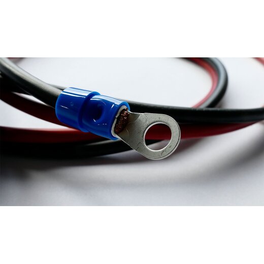 Batterie-Laderegler Verbindungskabel H07V-K rot-schwarz mit se, Aderendhlse und Sicherung