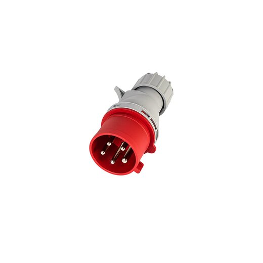 CEE Stecker / Plug 32A mit Phasenwender -  380/400V - 5-pol. 6h - IP44 rot/grau