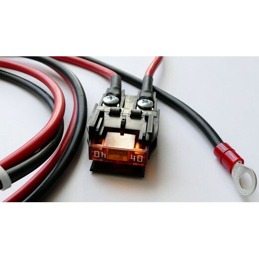 Batterie-Laderegler Verbindungskabel H07V-K 10mm² rot-schwarz mit Öse, Aderendhülse und Sicherung