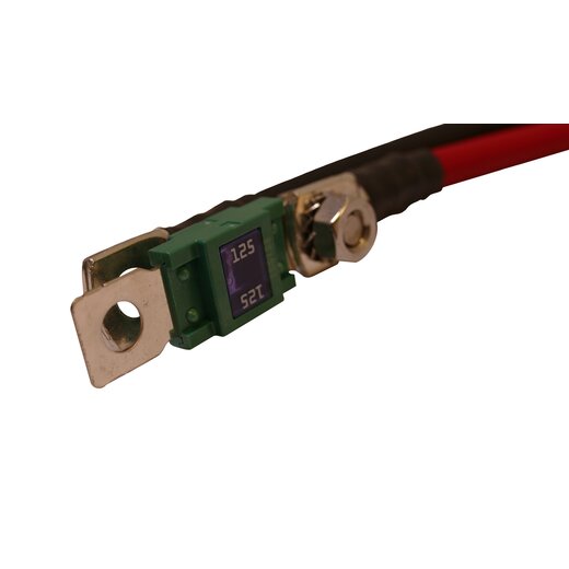 Batterie-Wechselrichter Verbindungskabel H07V-K 35mm² rot-schwarz mit Öse beidseitig und Sicherung